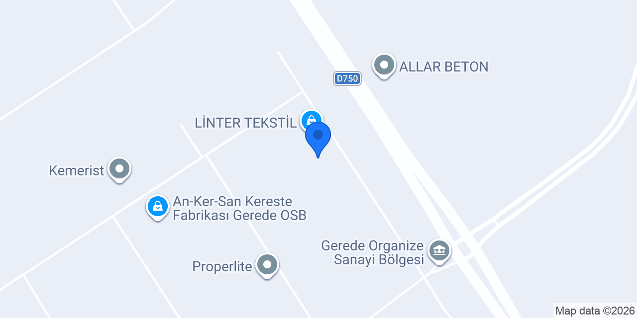 Gentuğ Tekstil Gerede Fabrika konumu