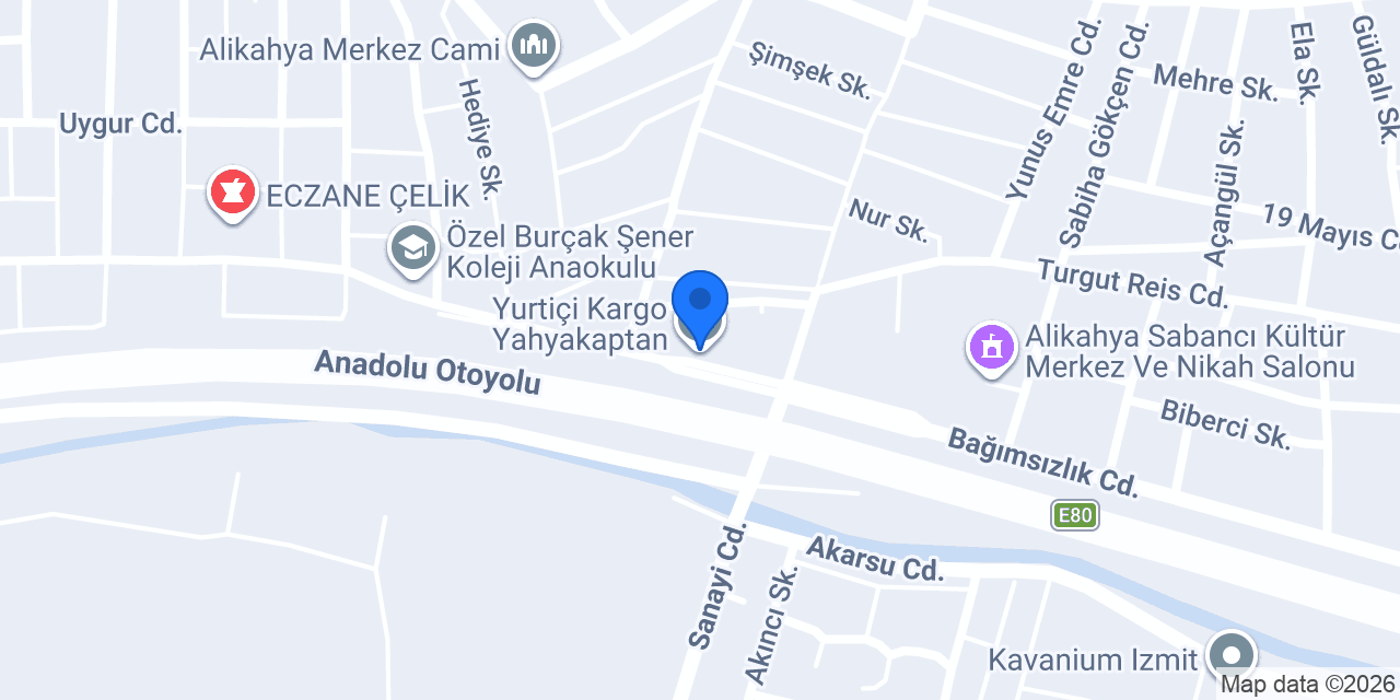 Yurtiçi Kargo Yahyakaptan konumu
