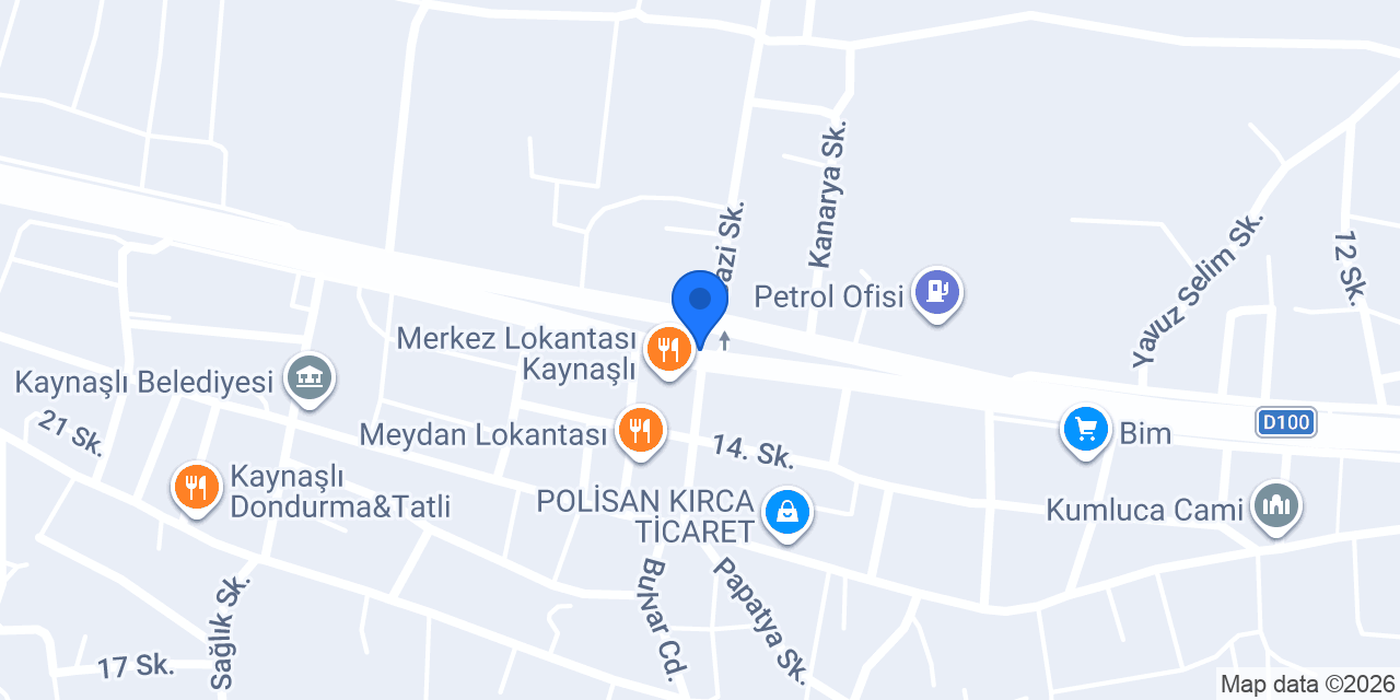 Cadde çiğ köfte Kaynaşlı konumu