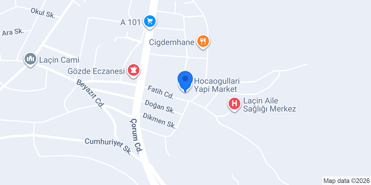 Hocaogullari Yapi Market konumu