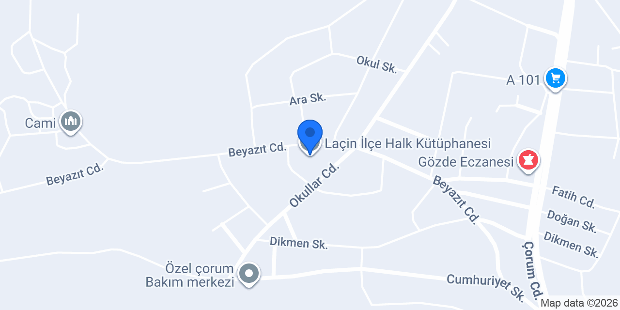 Laçin İlçe Halk Kütüphanesi konumu
