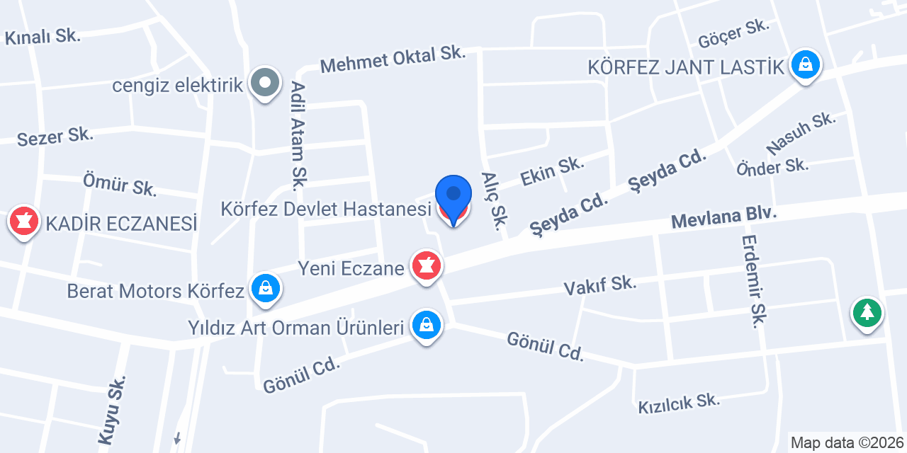 Körfez Devlet Hastanesi konumu