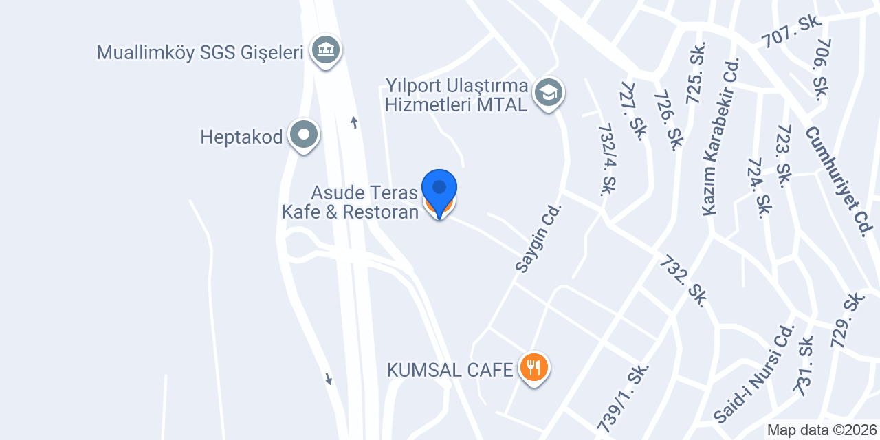 Asude Teras Kafe & Restoran konumu