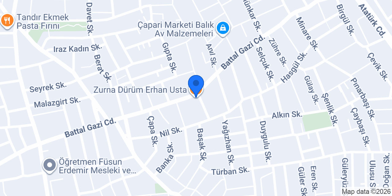 Zurna Dürüm Erhan Usta konumu