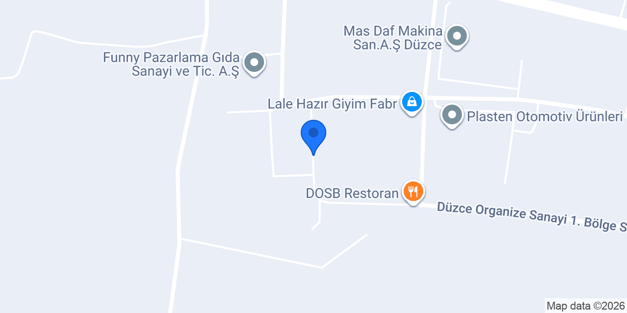 Gentuğ Tekstil Düzce Fabrika konumu