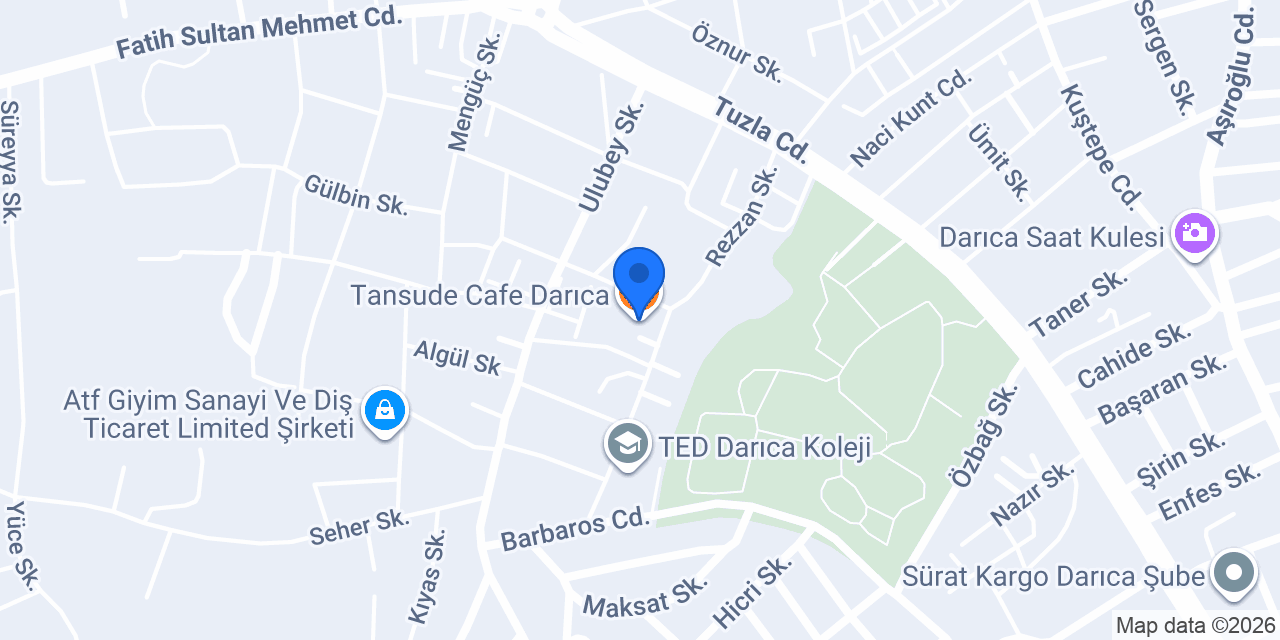 Tansude Cafe Darıca konumu