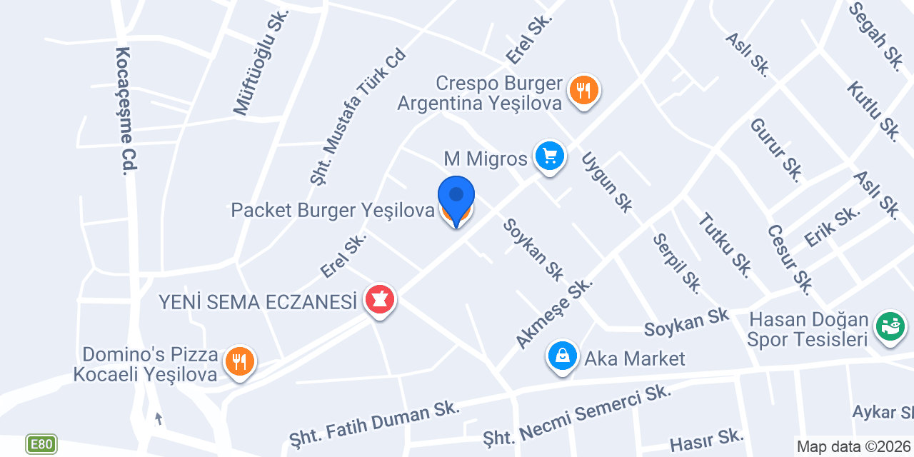Packet Burger Yeşilova konumu