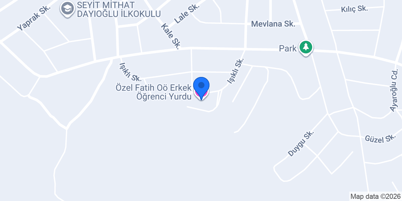 Özel Fatih Oö Erkek Öğrenci Yurdu konumu