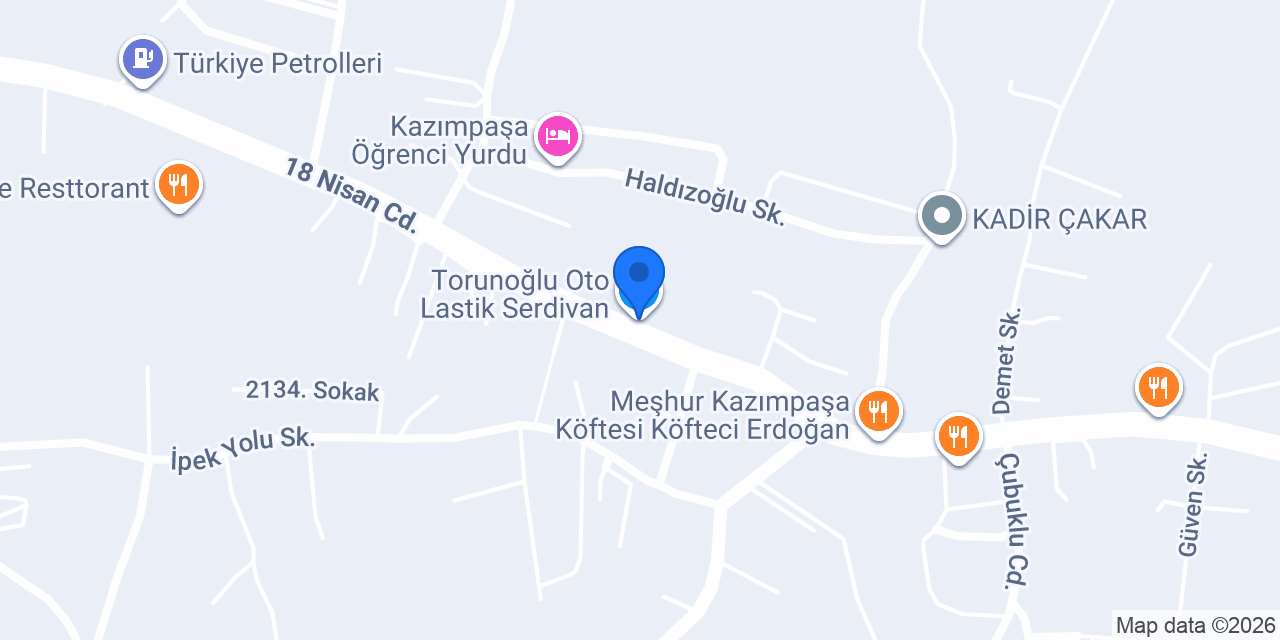Torunoğlu Oto Lastik Serdivan konumu