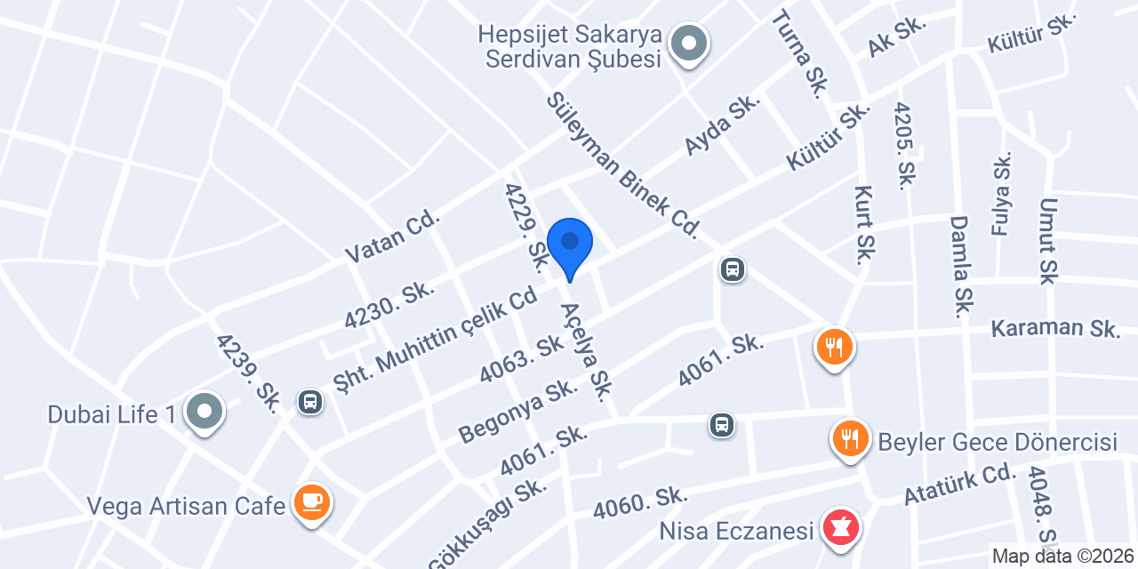 Özel Serdivan Çolak Anaokulu konumu