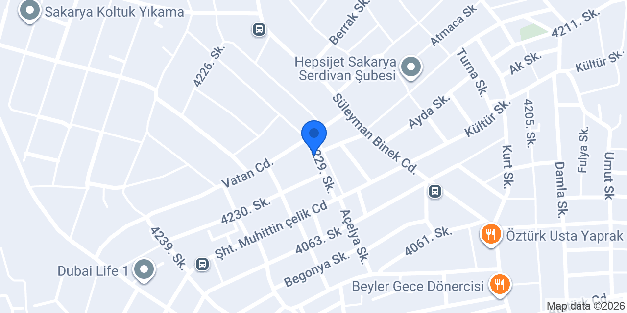 Sakarya Turgut Nakliyat konumu