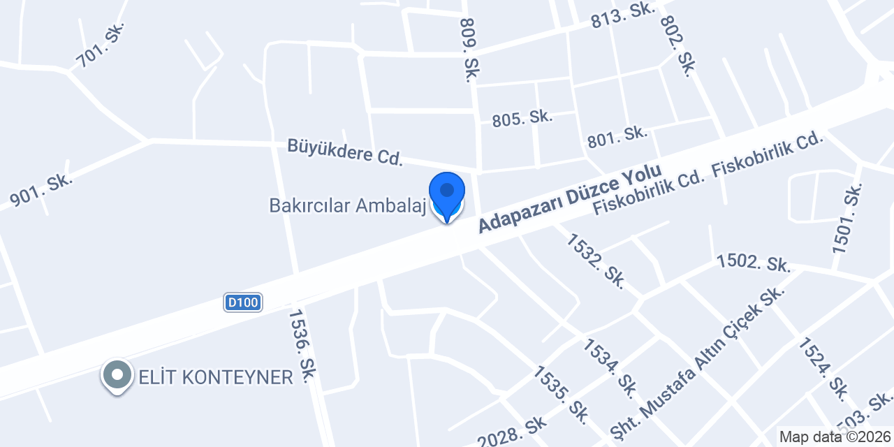 Bakırcılar Ambalaj Tedarik Sakarya konumu