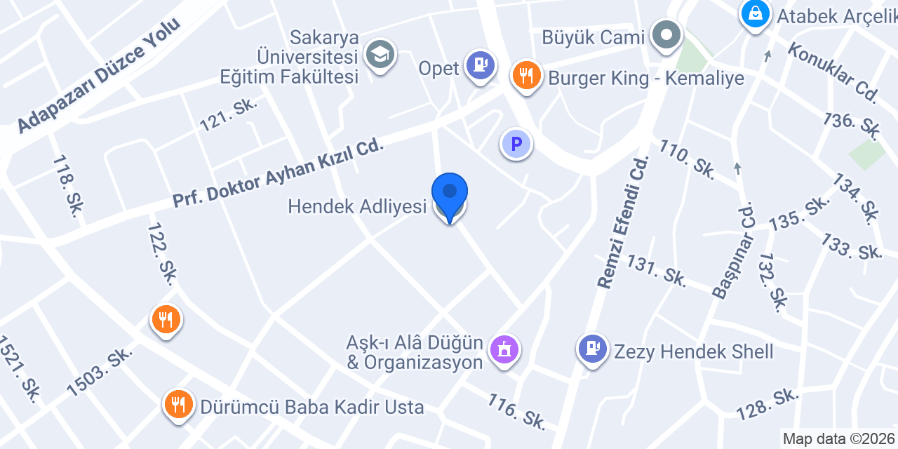 Hendek Adliyesi konumu