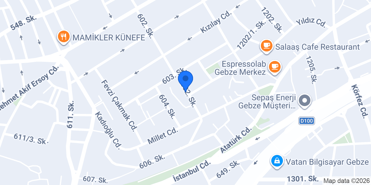 Gebze VİP Ders konumu