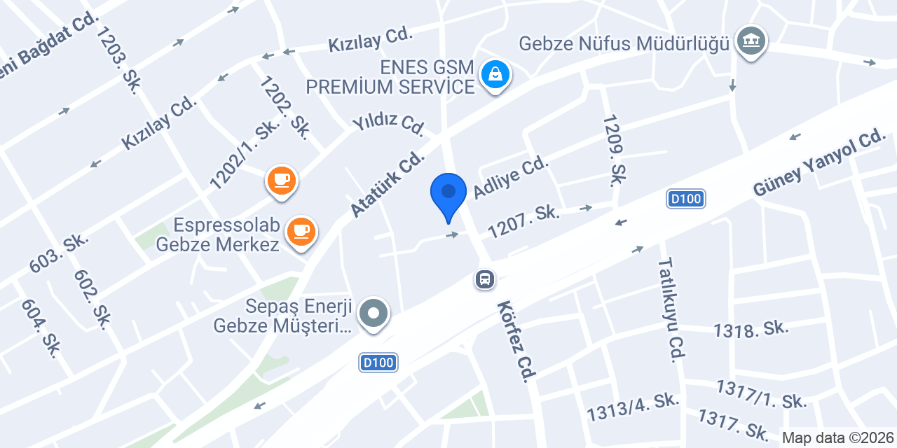 Packet Burger Gebze Merkez konumu