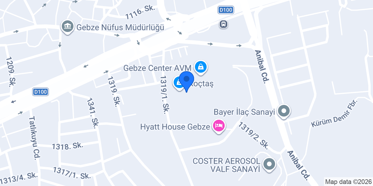 Evidea Gebze Center AVM konumu