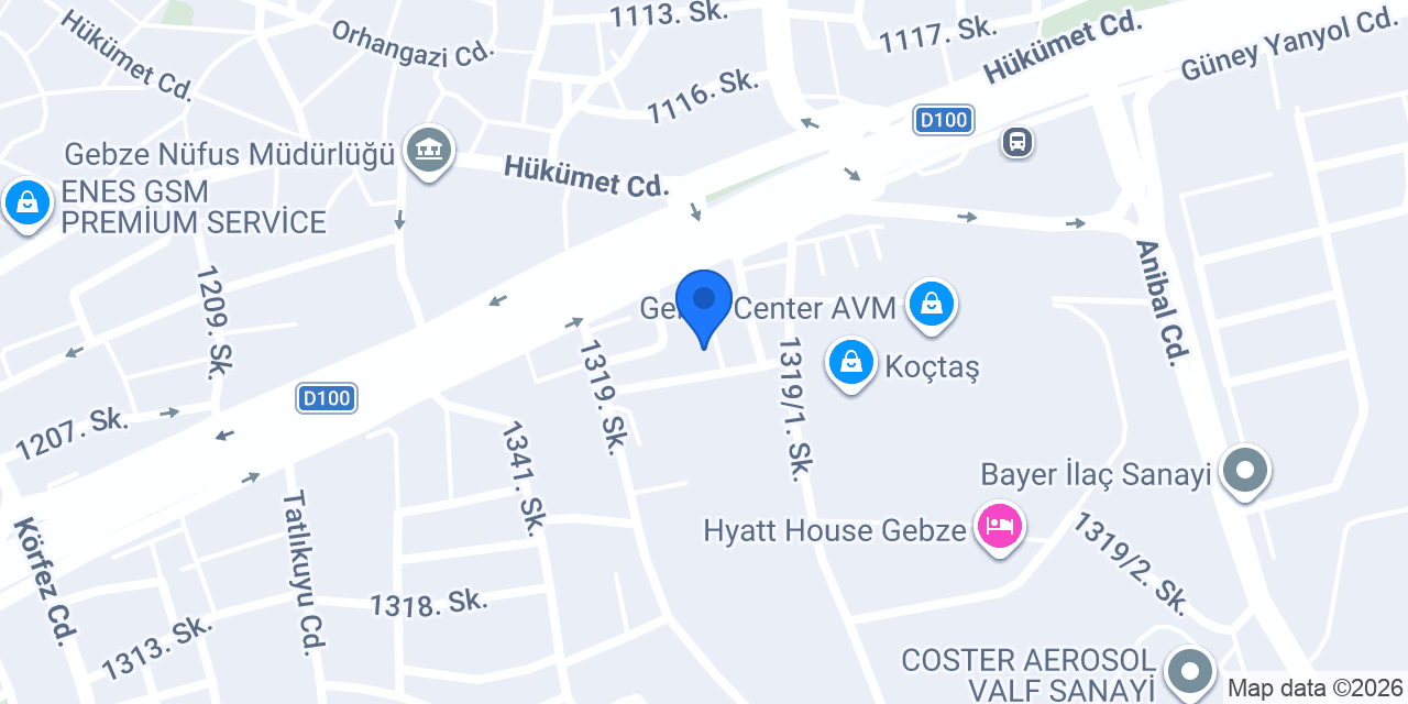 GEBZE TURBO CENTER konumu