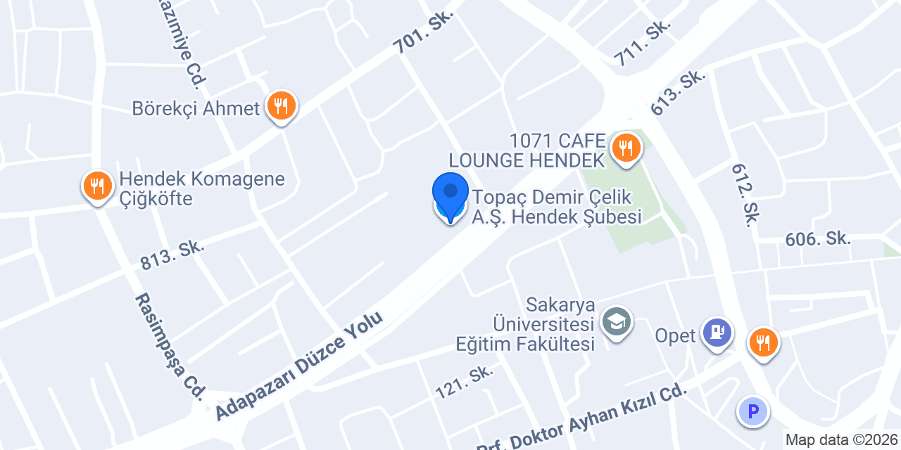 Topaç Demir Çelik A.Ş. Hendek Şubesi konumu