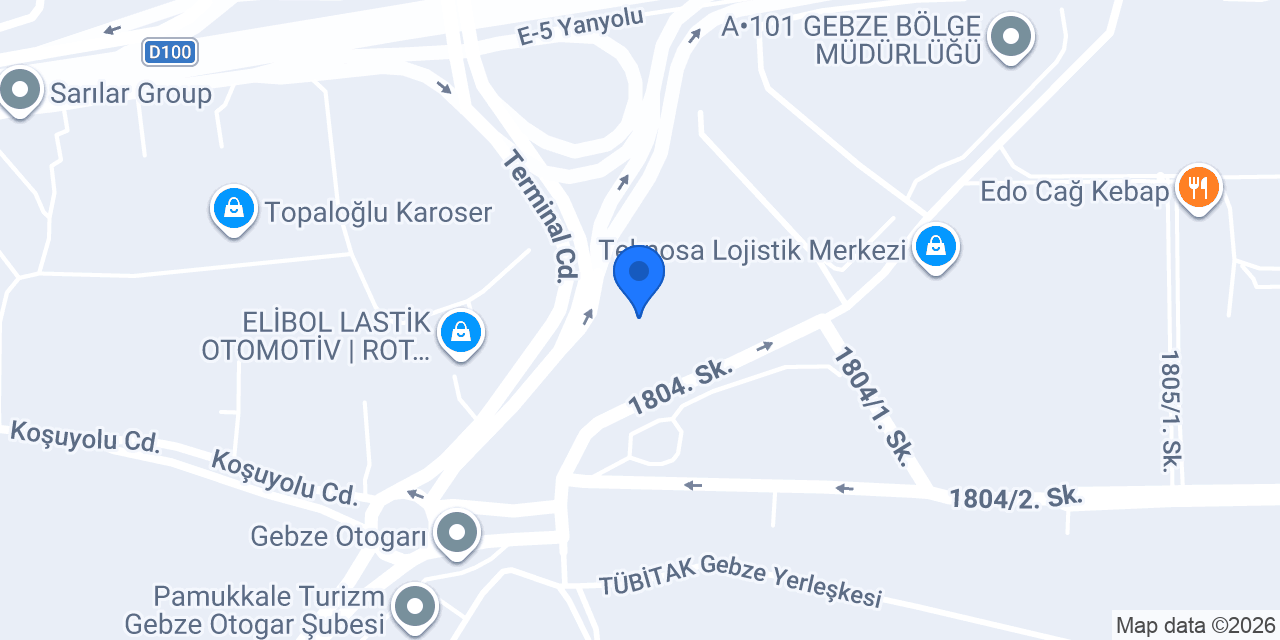 Tekglas konumu
