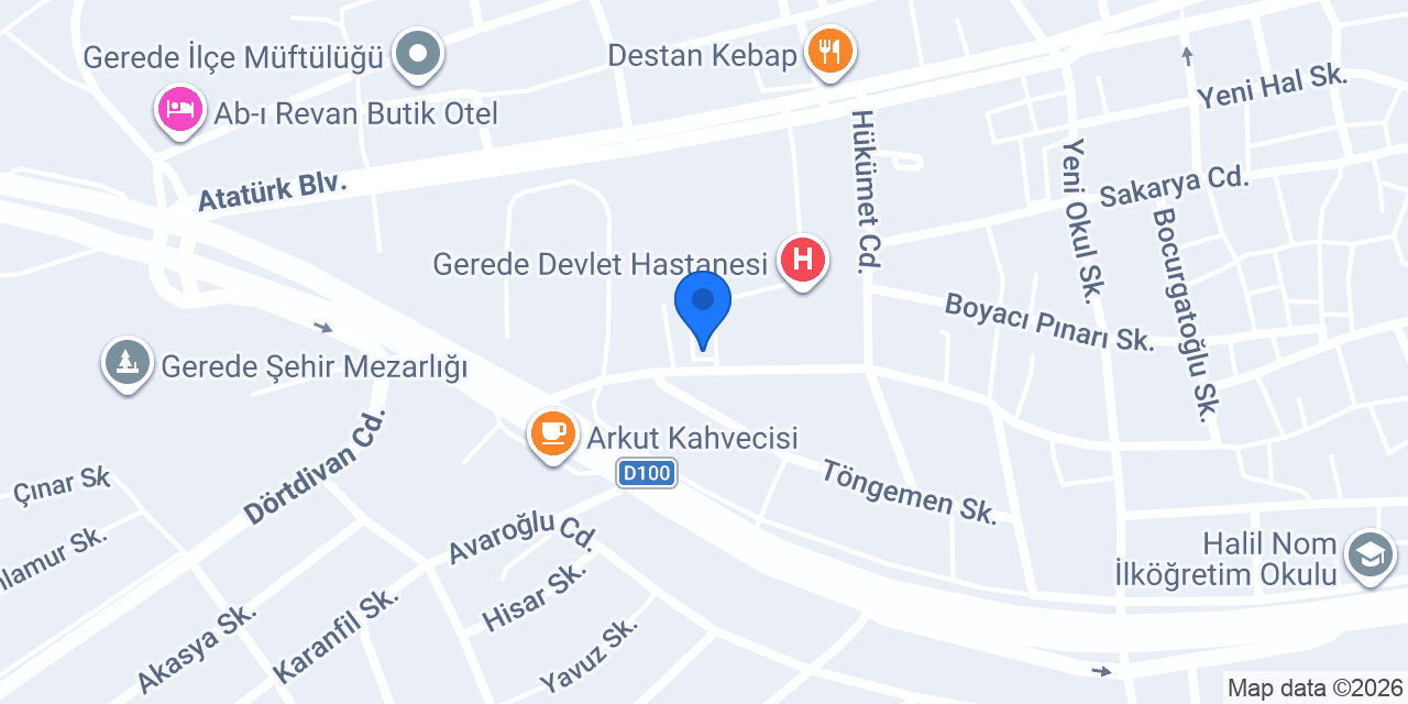 Gerede 1 Nolu Aile Sağlık Merkezi konumu
