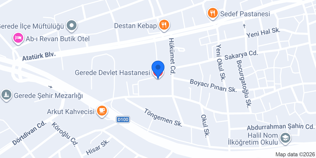 Gerede Devlet Hastanesi konumu