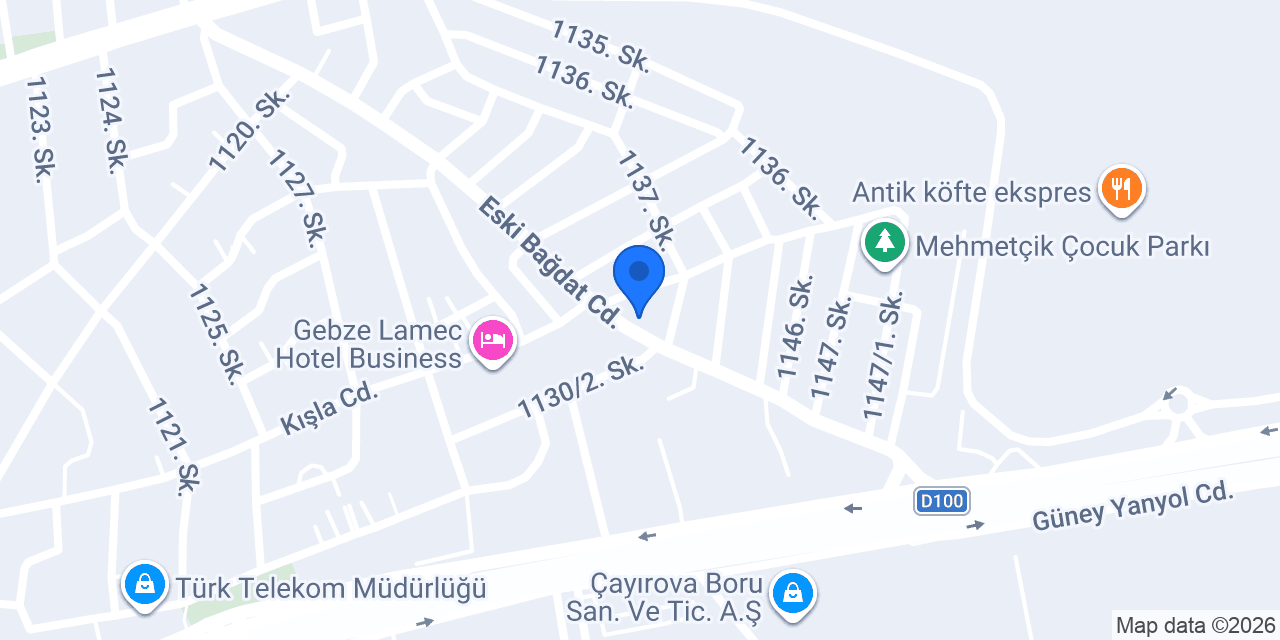KO-MEK Gebze-Ustam Mesleki Eğitim konumu