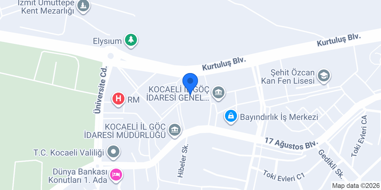 Kocaeli Kadastro Müdürlüğü konumu
