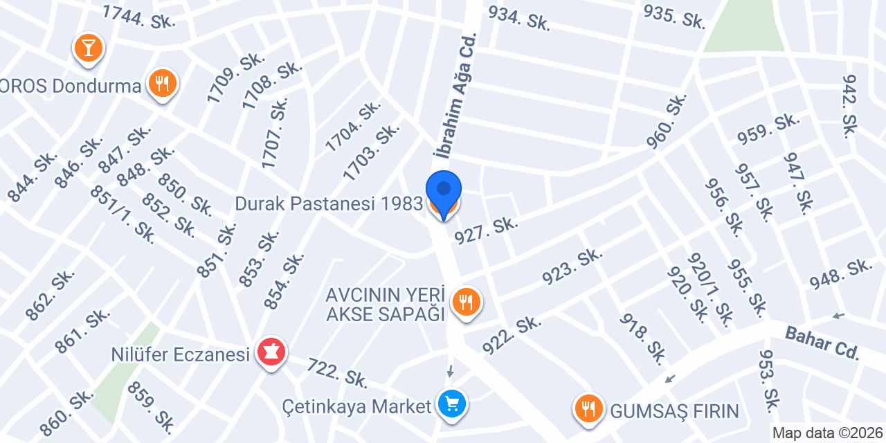 Durak Pastanesi 1983 konumu