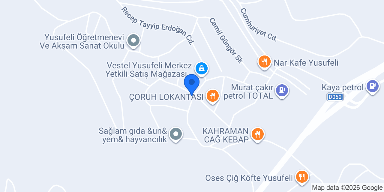 Yusufeli İlçe Halk kütüphanesi konumu