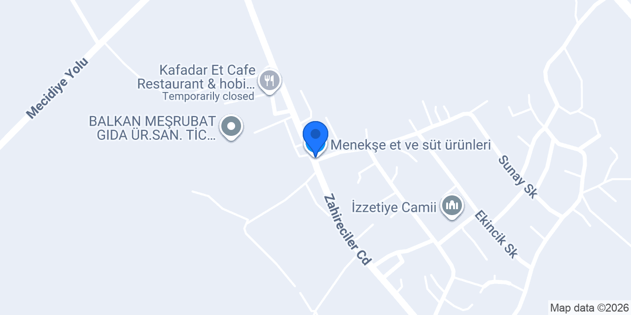 Menekşe et ve süt ürünleri konumu