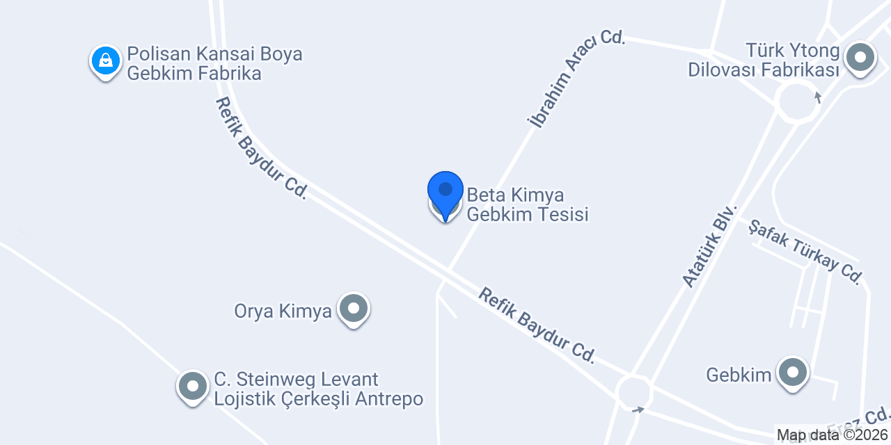 Beta Kimya Gebkim Tesisi konumu