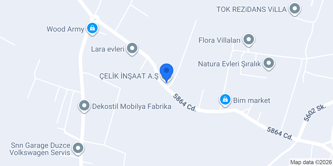 ÇELİK İNŞAAT A.Ş konumu