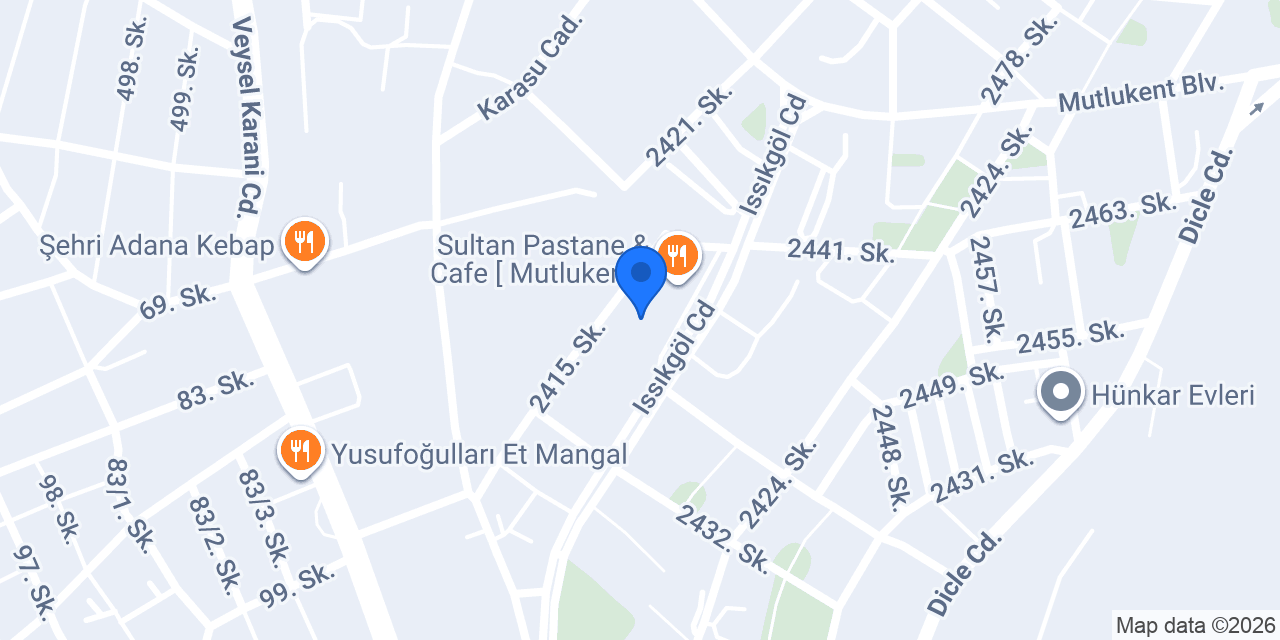 Hünkar Künefe Mutlukent konumu