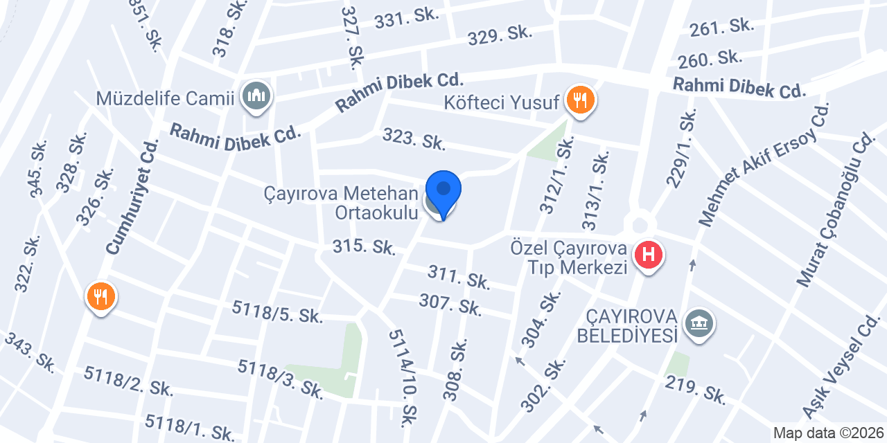 Çayırova Metehan Ortaokulu konumu