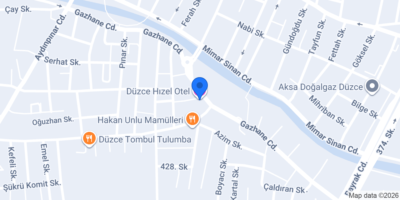 Düzce Hızel Otel konumu