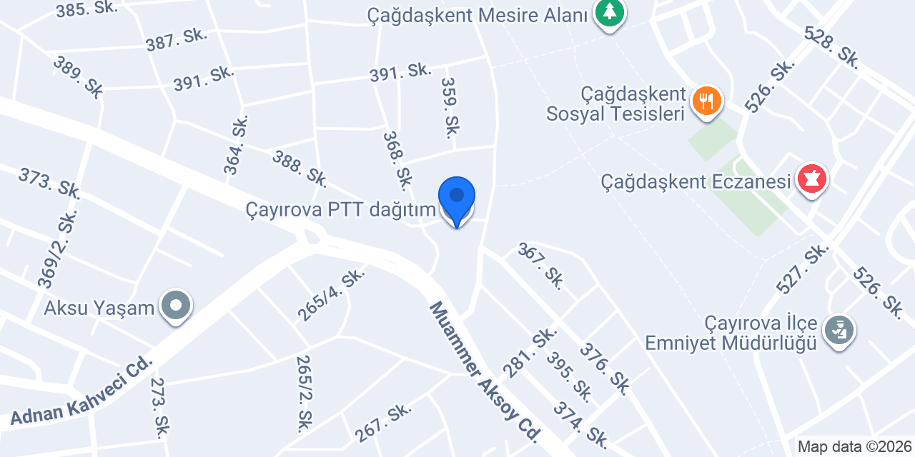 Çayırova PTT dağıtım konumu