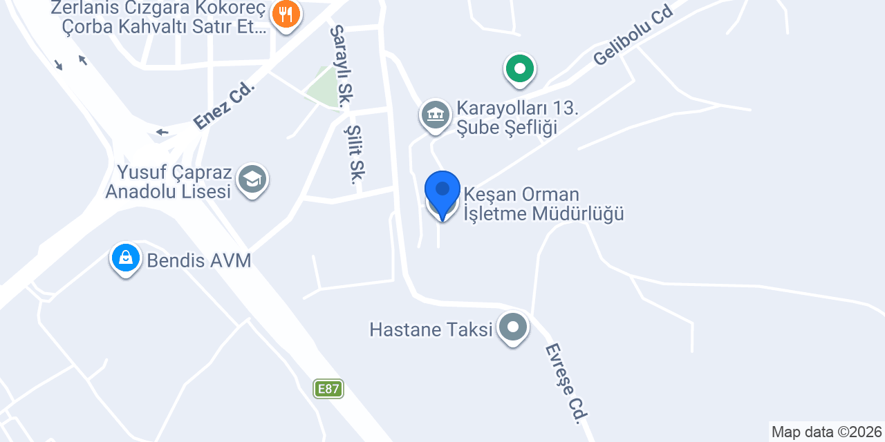 Keşan Orman İşletme Müdürlüğü konumu