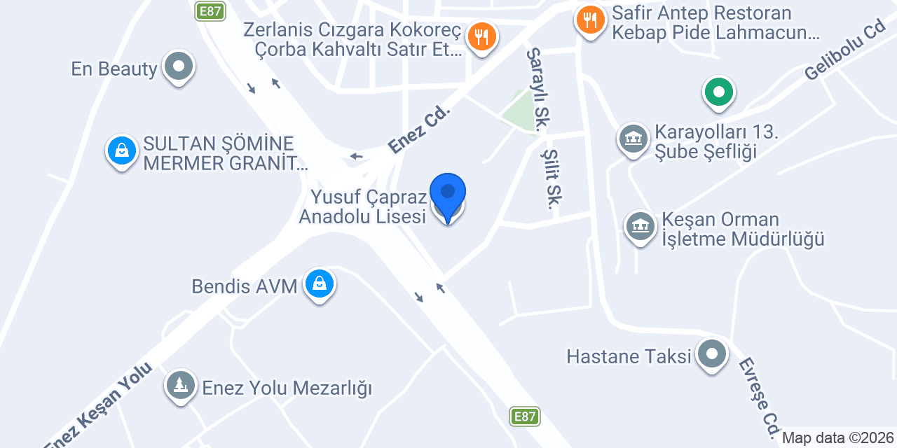 Yusuf Çapraz Anadolu Lisesi konumu