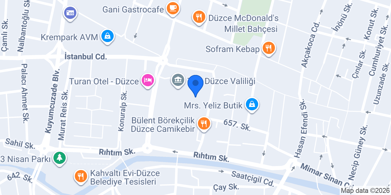 Düzce Ticaret İl Müdürlüğü konumu