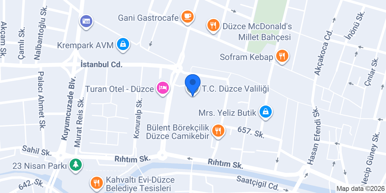 T.C. Düzce Valiliği konumu