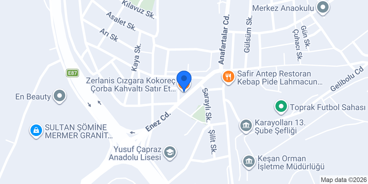 Zerlanis Cızgara Kokoreç Çorba Kahvaltı Satır Et Tatlı Restorant konumu