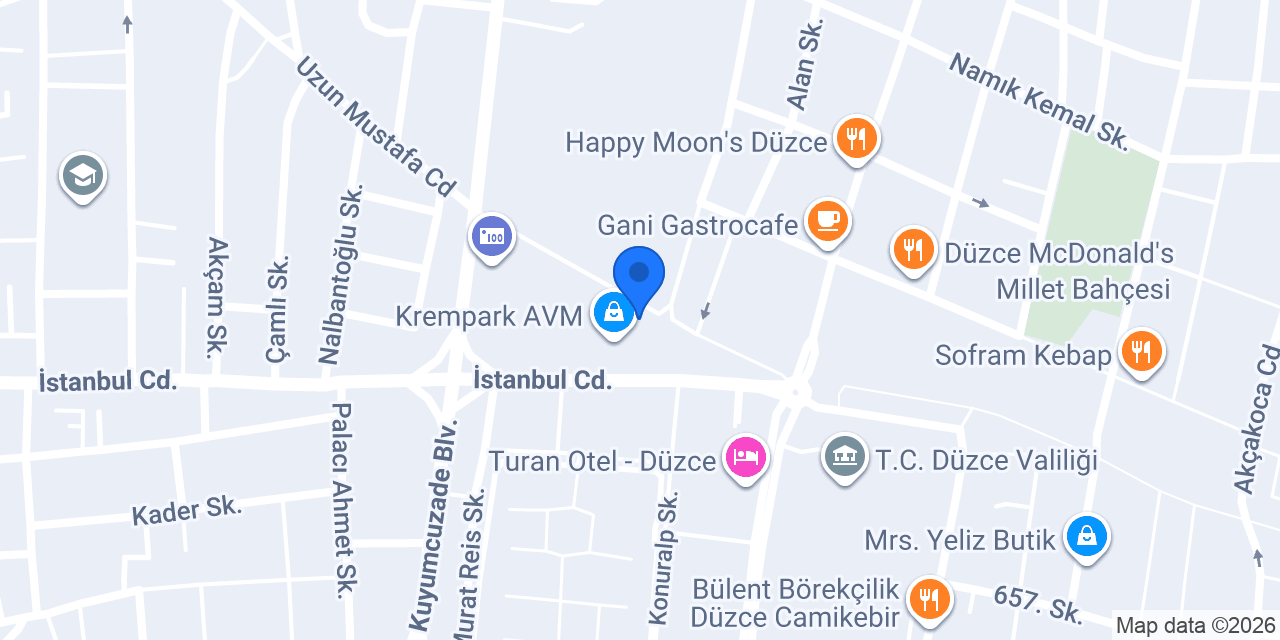 Düzce Merkez AVM taksi konumu