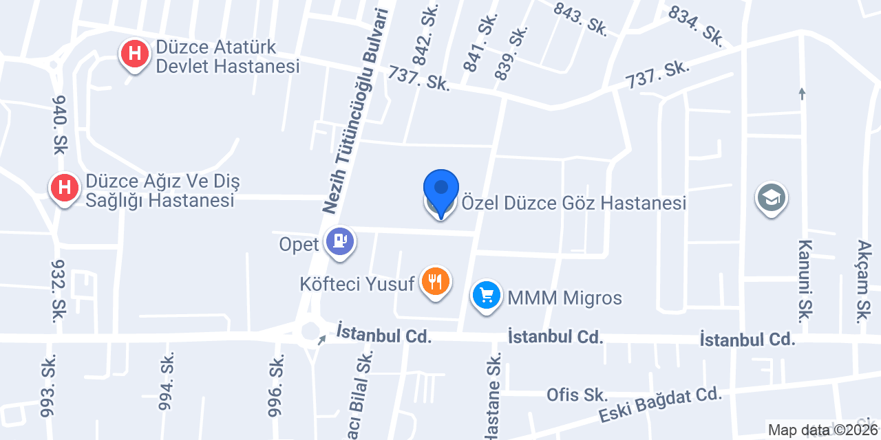 Özel Düzce Göz Hastanesi konumu