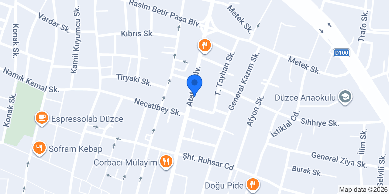 Ergül Mobilya Düzce konumu