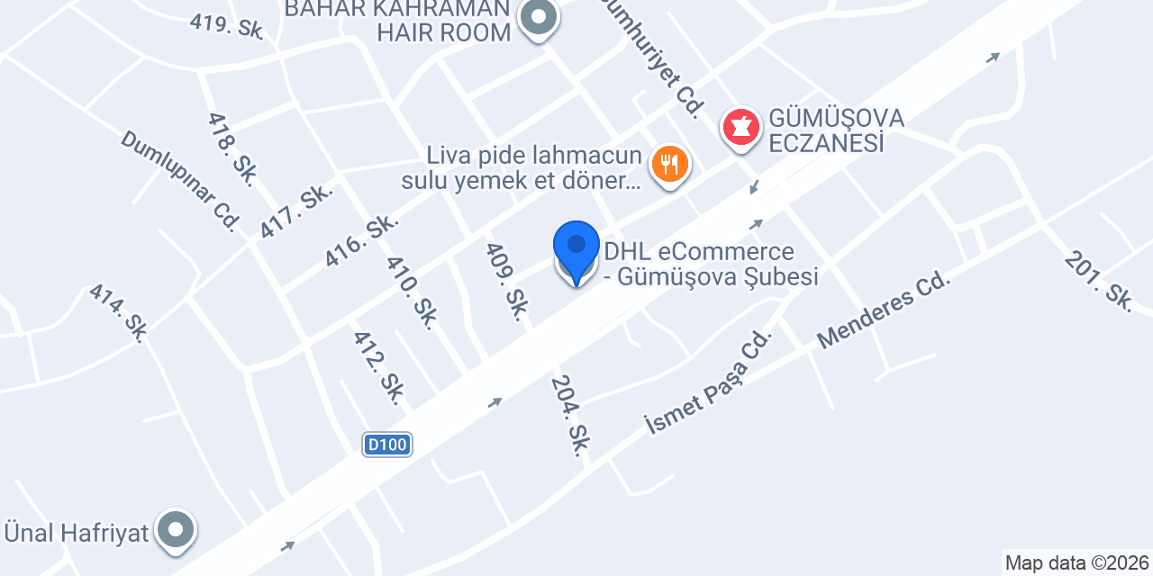DHL eCommerce - Gümüşova Şubesi konumu