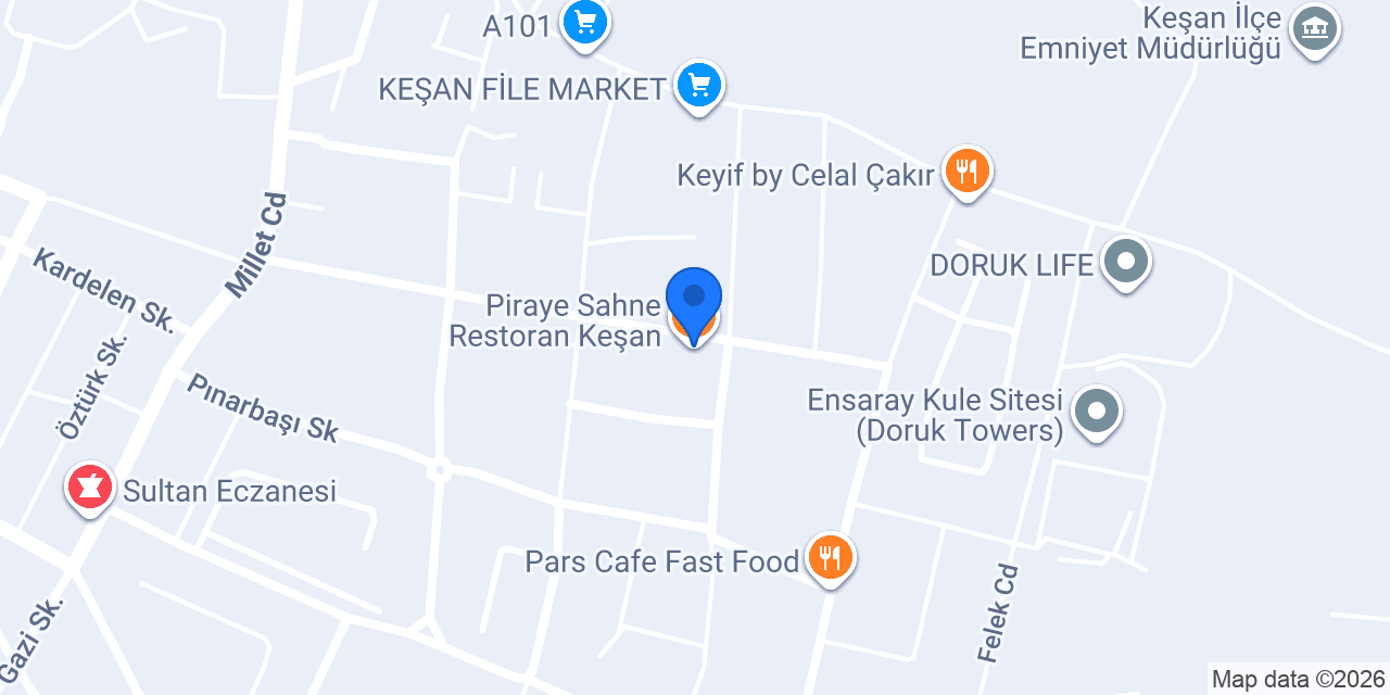 Piraye Sahne Restoran Keşan konumu
