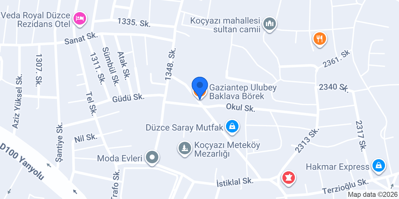 Gaziantep Ulubey Baklava Börek konumu