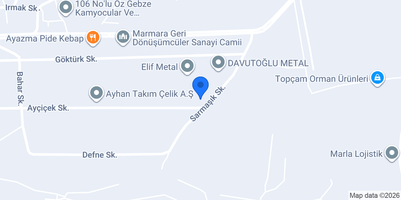 Gebze Çelik Tedarikçisi - Koca Demir Çelik konumu