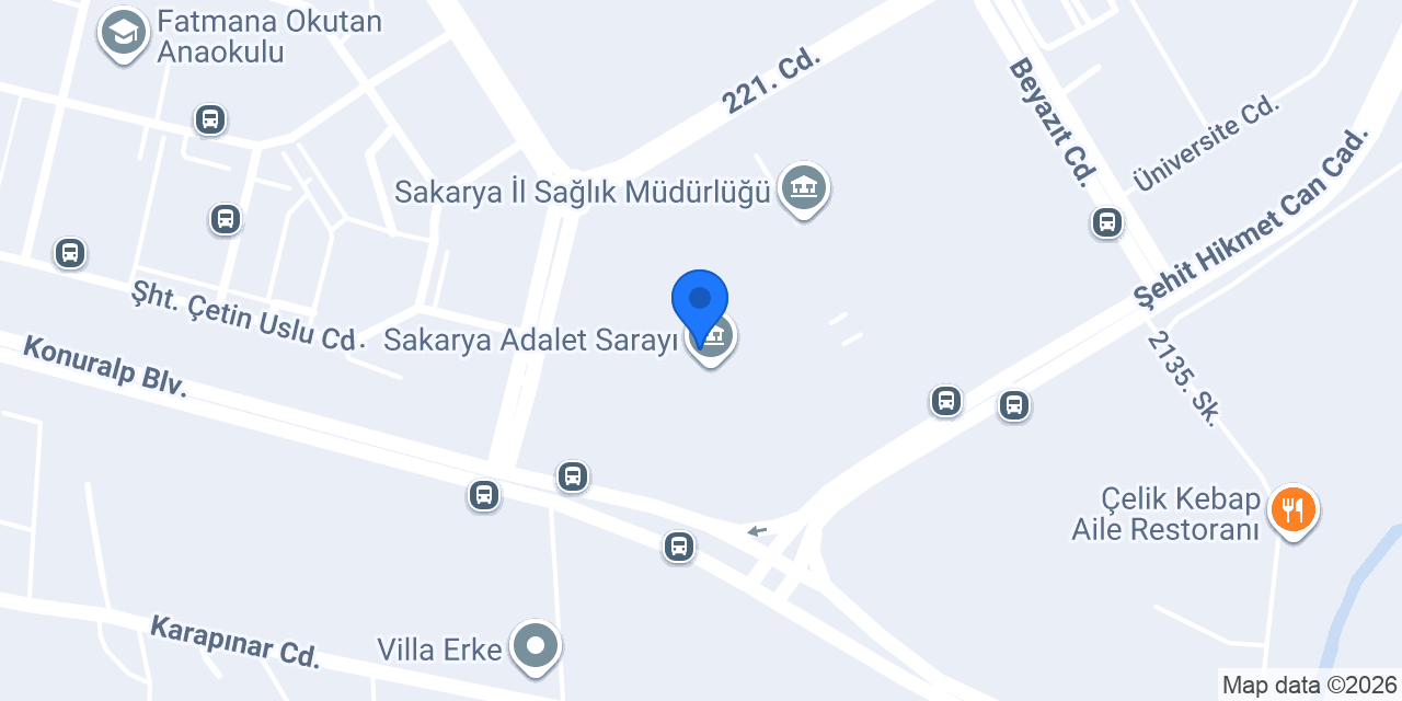 Sakarya Adalet Sarayı konumu