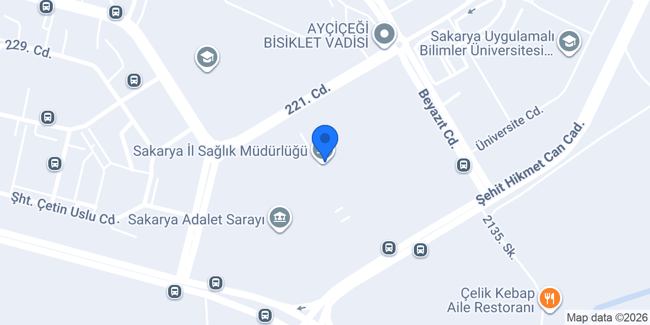 Sakarya İl Sağlık Müdürlüğü konumu